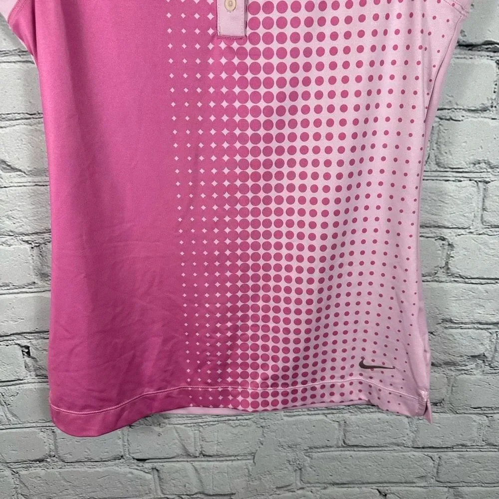 Nike Women’s Sleeveless Polo Shirt Tour Performance Dri-Fit Pink & Polka Dots XS